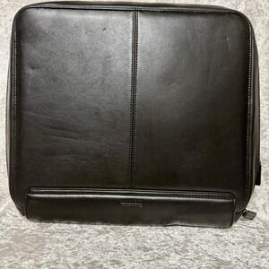 Levenger‎ Black Leather Laptop SleevePortfolio Business Organizer Zip Around